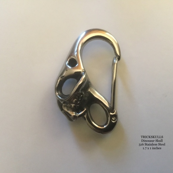 Skull Dinosaur Cat Clip Carabiner Keychain Wallet Chain Hook Stainless Accessory - Picture 7 of 8